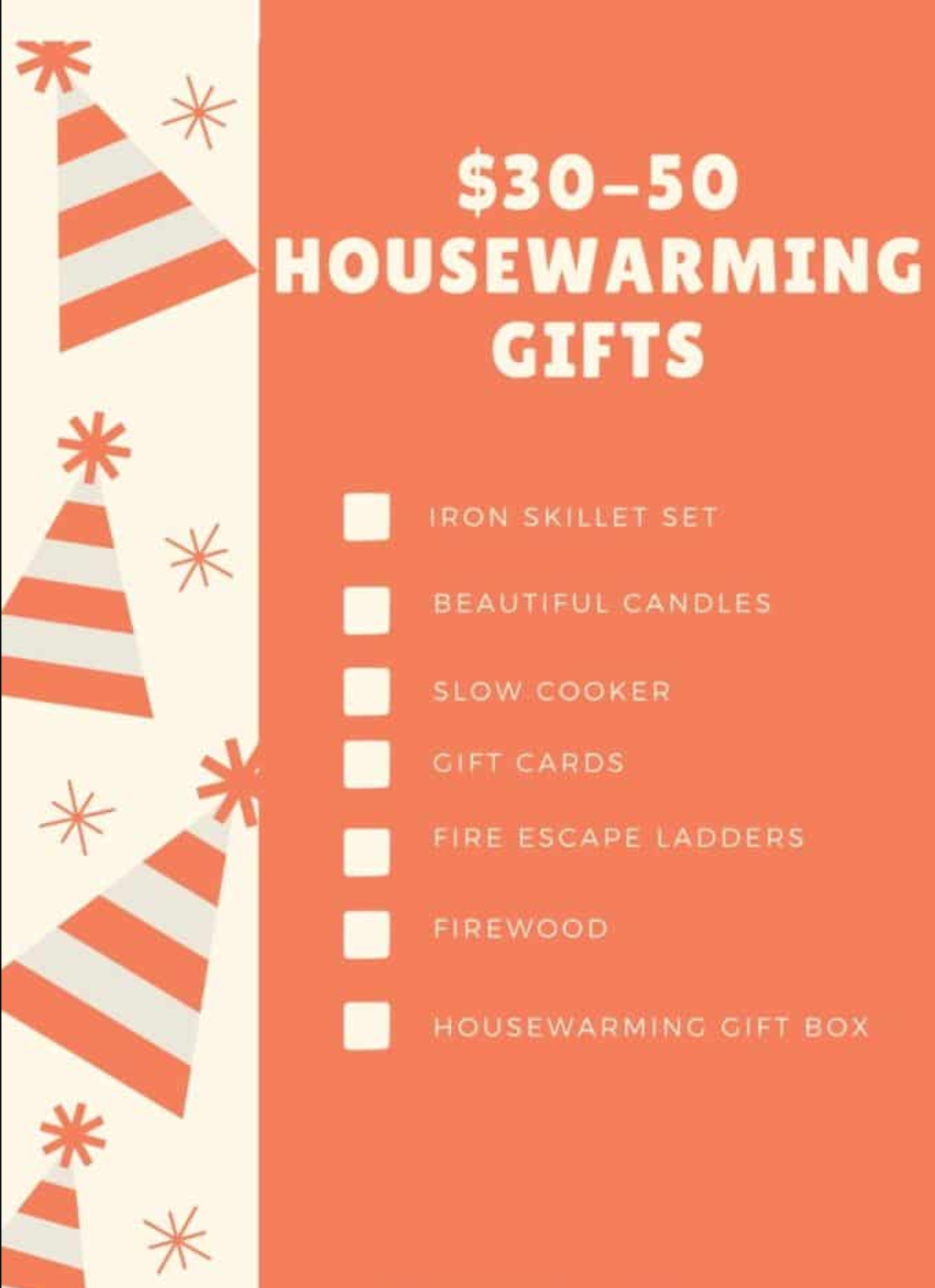 housewarming gifts in a range of 30 to 50 dollars
