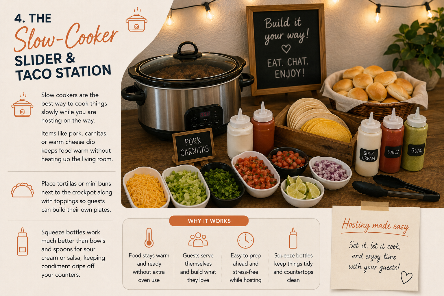 The Slow-Cooker Slider & Taco Station theme for apartment housewarming party