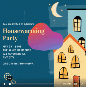 Video Invitation Editable template 5 - Virtual Housewarming Party invitations