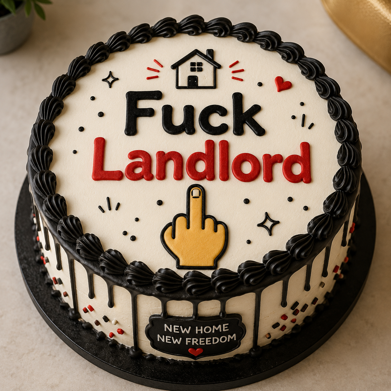 bold celebration of new home cake design