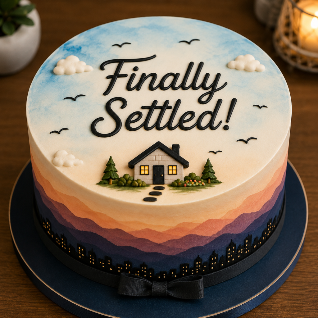 finally settled housewarming cake design