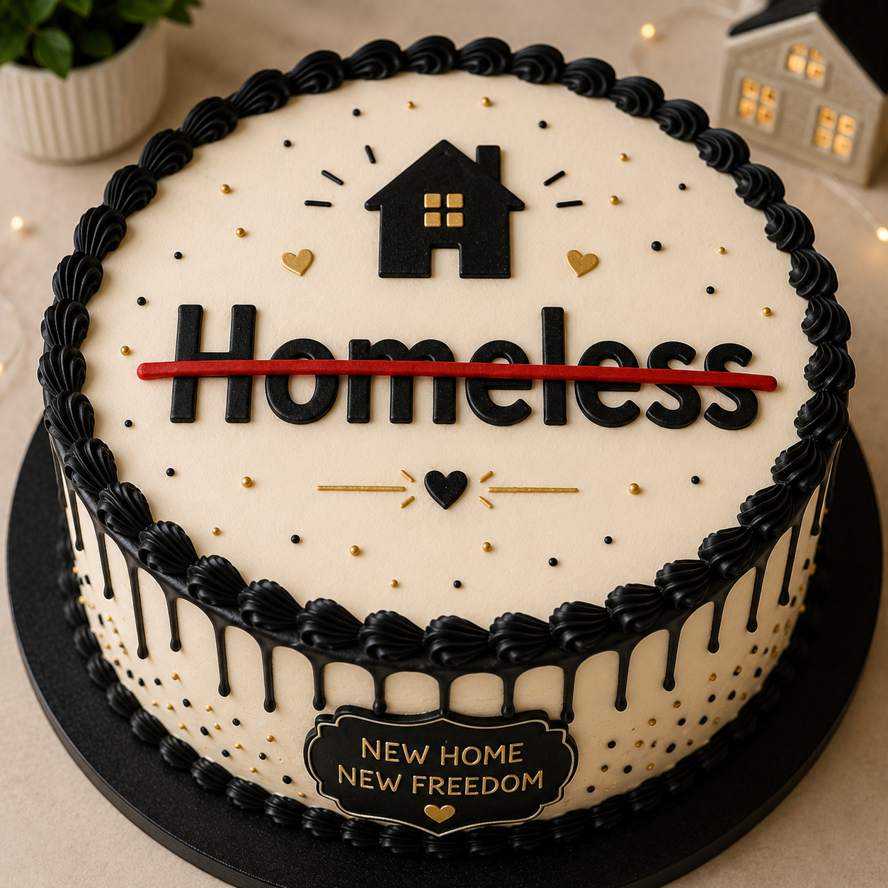 homeless cake idea design for housewarming party