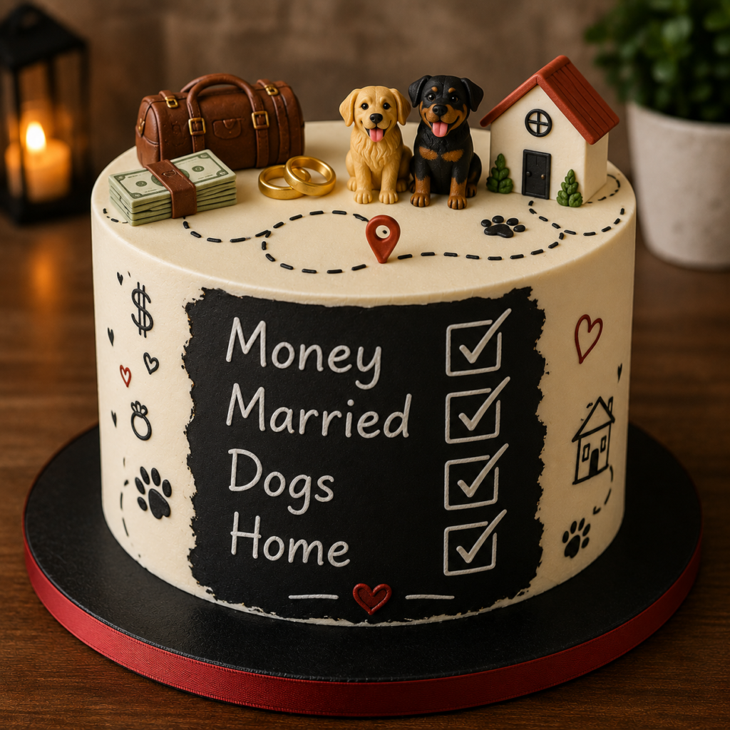 money married dogs new home cake design idea