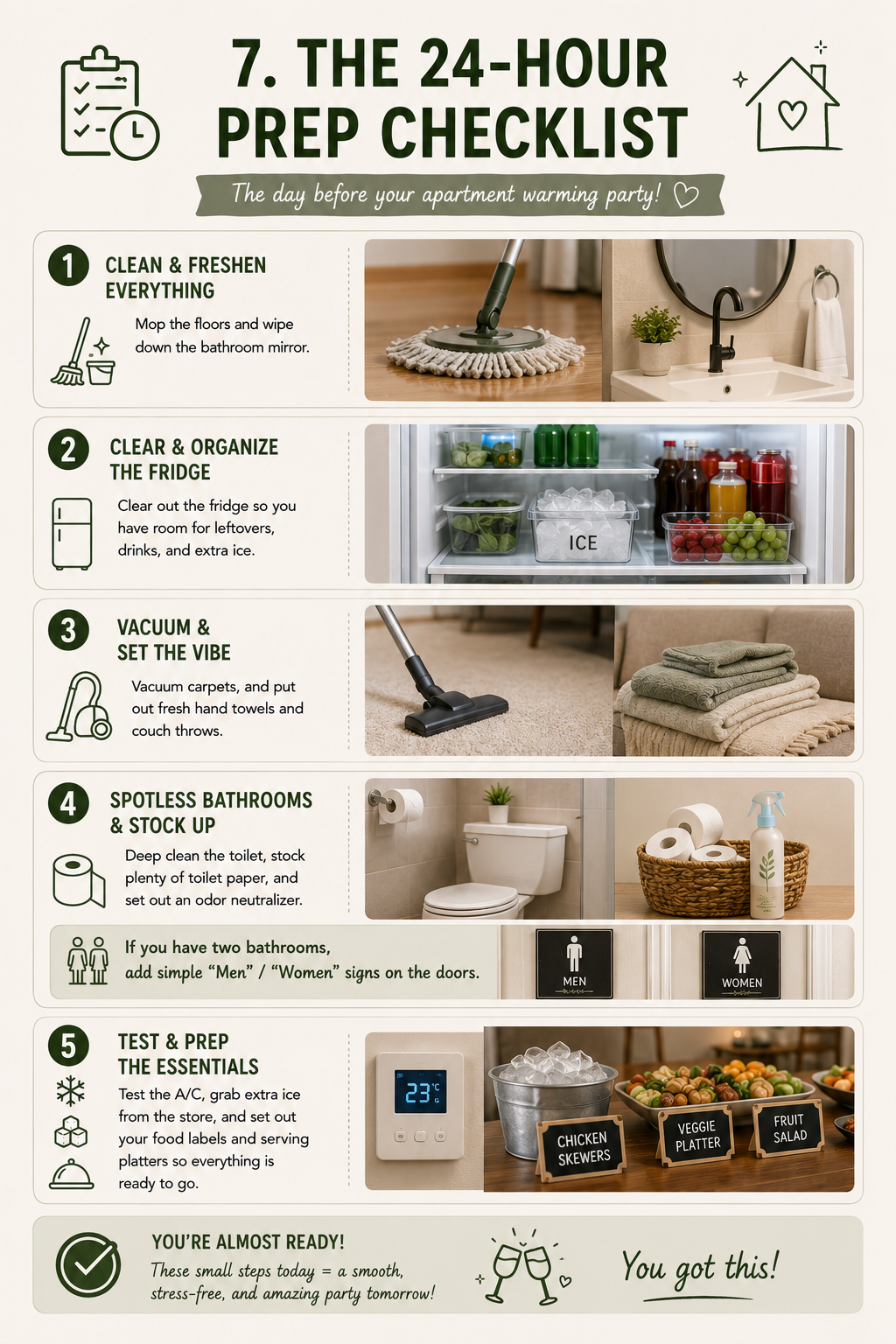 the 24 hour prep checklist for the housewarming