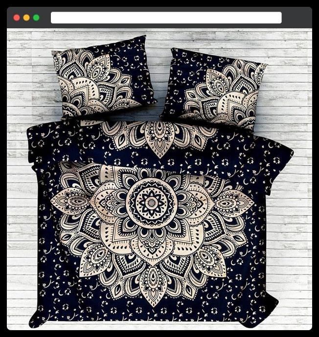 Gift-59 The Black Mandala Pattern Bedsheet