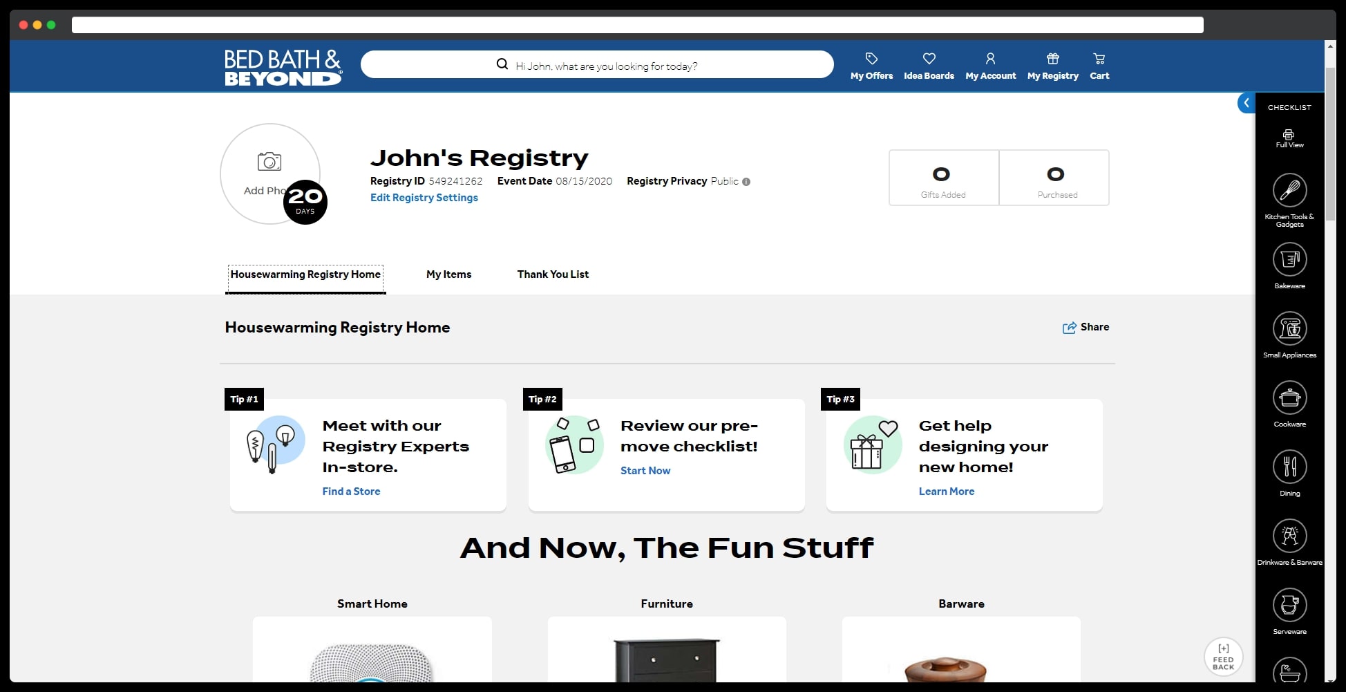 Step 2 Now, it's time to add gifts from either the right checklist menu or suggestions that are appearing below