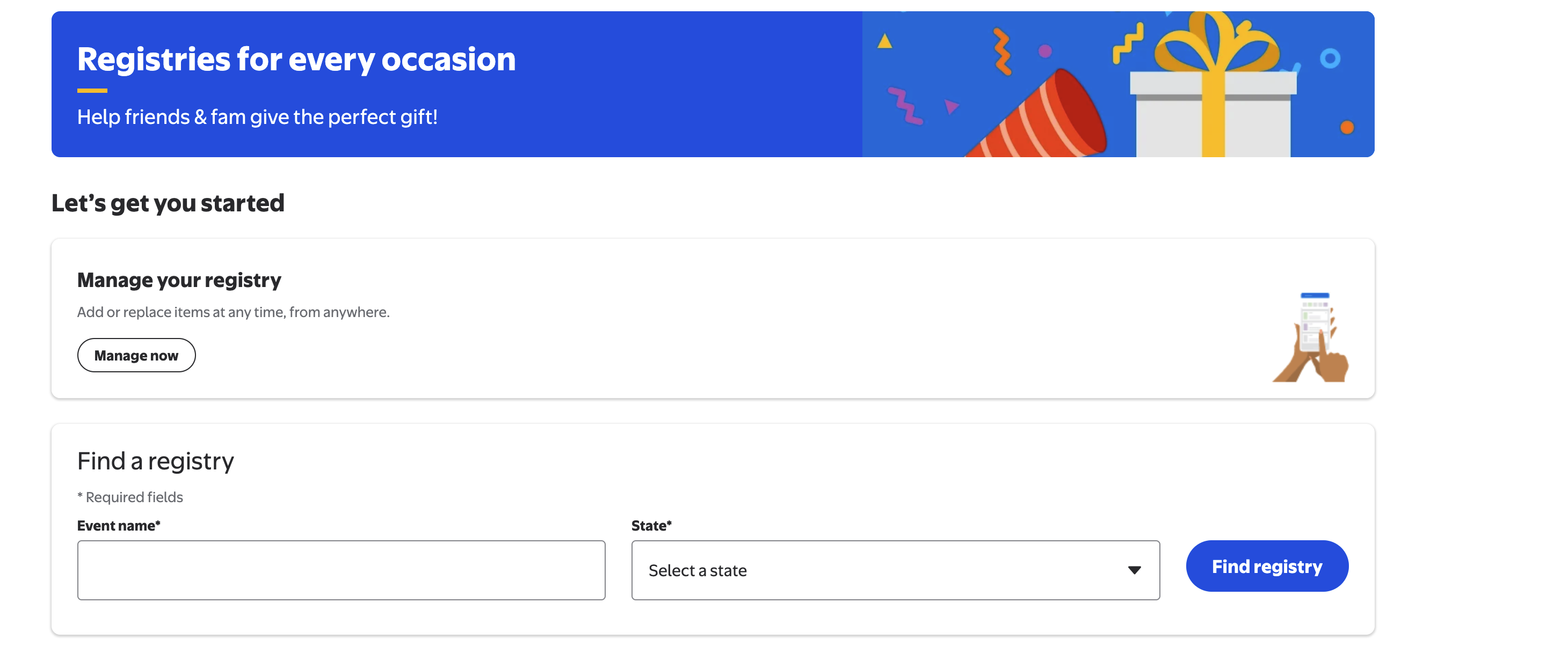 Step 1 After login, go to this gift registry page and fill the details and then click on create a registry