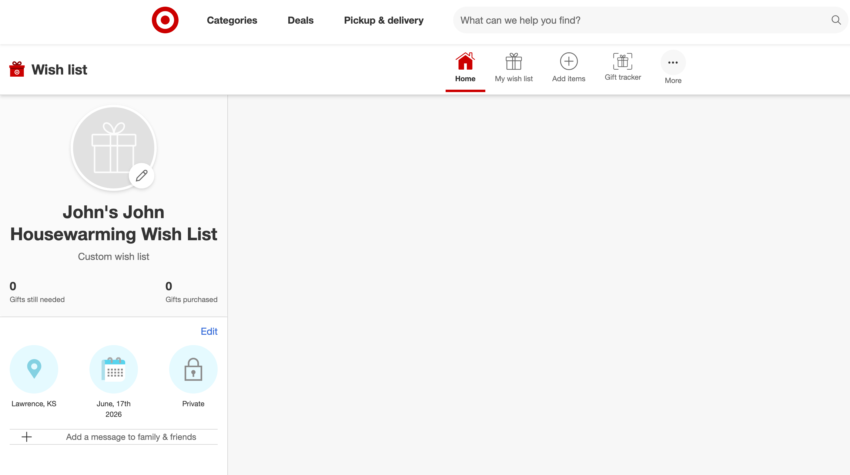 the main interface has appeared. Options such as add gifts, custom messages, etc. are available
