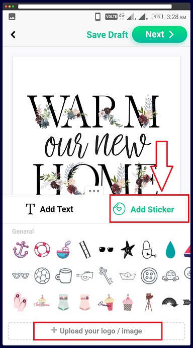 Step 7 Add Sticker OR Logo OR Custom Image