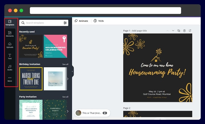 observing canva interface