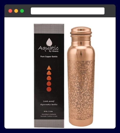 Copper Water Bottle 34oz - best return gifts for housewarming party