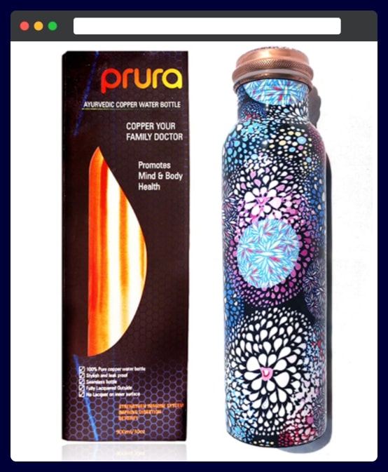 PRURA Copper Water Bottle - housewarming return gifts list