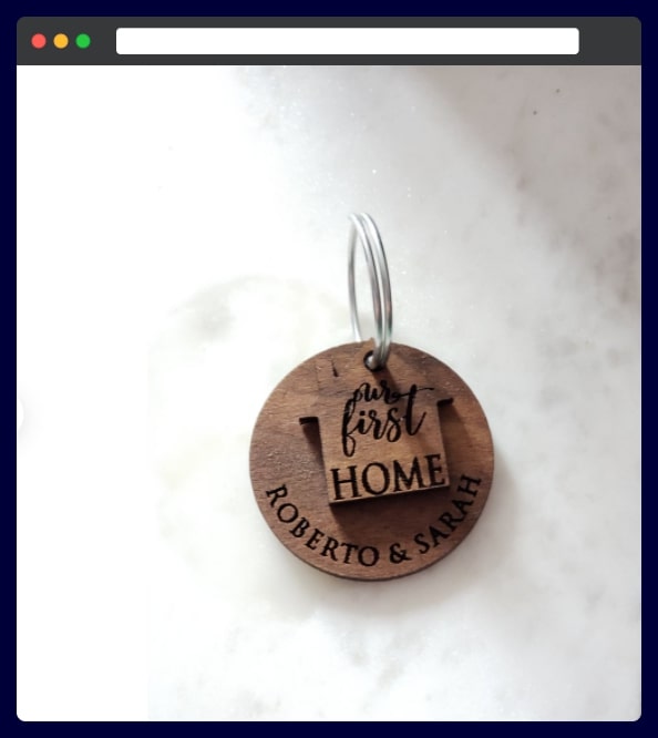 our first home keychain - inexpensive housewarming party favors