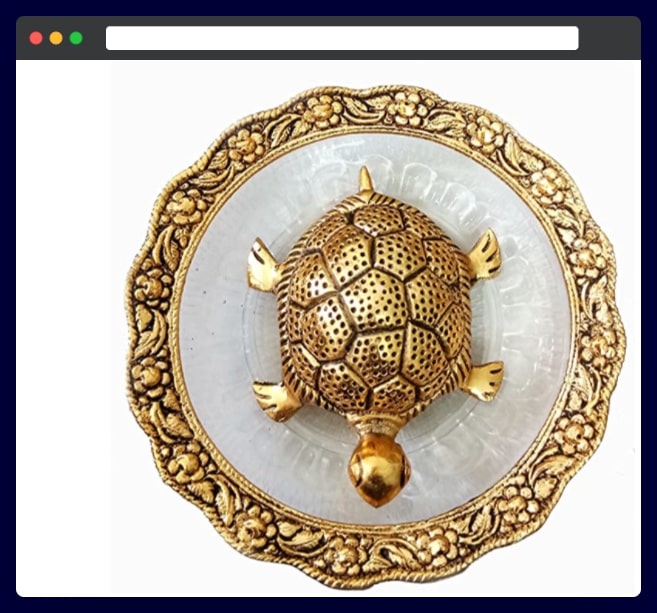 Golden Feng Shui Metal Tortoise Showpiece