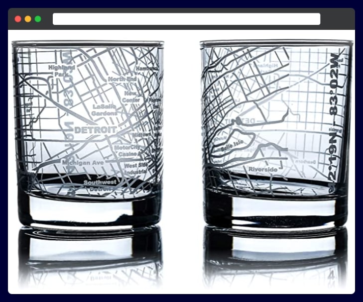 Map Old Fashioned Rocks Glass - Set of 2