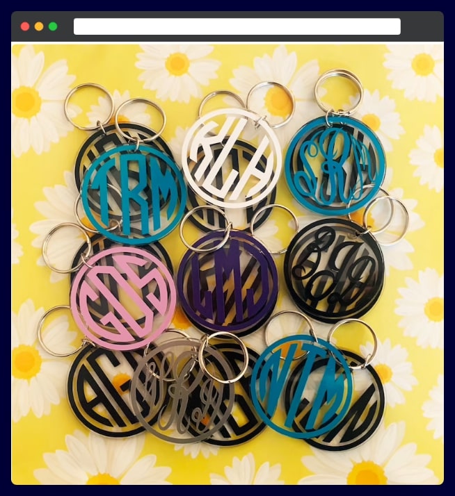 Monogram Keychain - party favor ideas for housewarming party