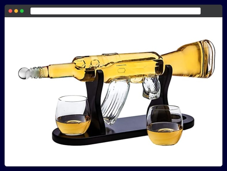 Rifle Gun Whiskey Decanter with 2 Whiskey Glasses Set -best return gifts for housewarming party