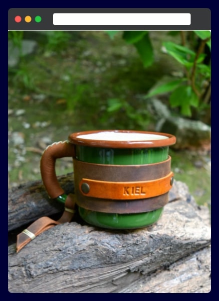 Handmade Leather-Covered Enamel Camping Mugs