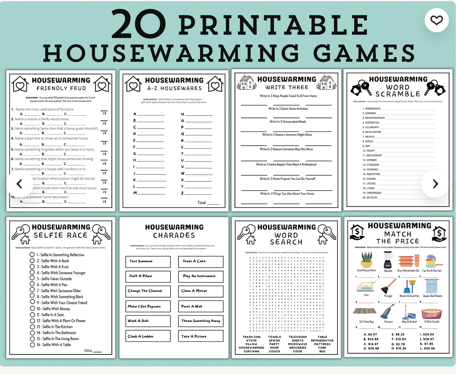 free printable housewarming games pdf bundle